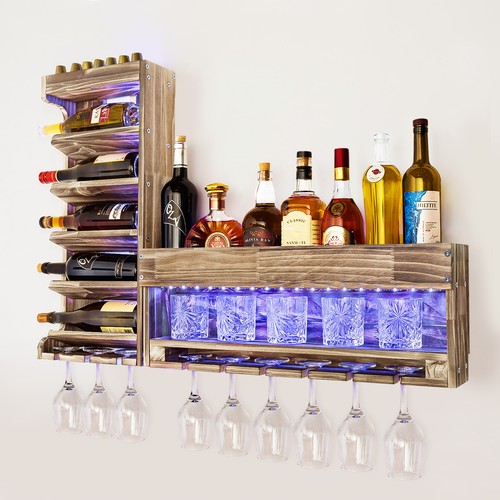 Weinregal mit led lich holz - weinregal,